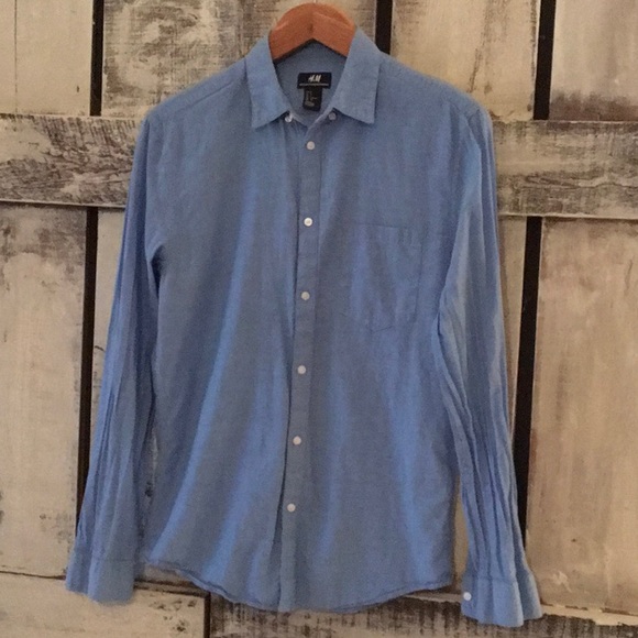 H&M Chambray Regular Fit Button Down sz S - Picture 6 of 14